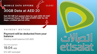 Etisalat 30GB Data AED 20 For 30 Days  Etisalat data offer 2023  etisalat internet Package [upl. by Nahsor]