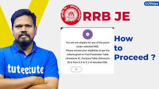 RRB JE  You are not eligible for any of the posts under selected RRB  How to Process  rrbje [upl. by Forester68]