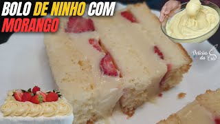 BOLO DE LEITE NINHO O MAIS FÁCIL DO MUNDO  COM MORANGO😋 [upl. by Tandi]