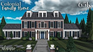 Colonial Family Home  65K Exterior  Bloxburg Speed Build [upl. by Eudoca]