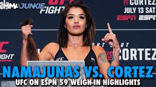 Tracy Cortez Cuts Hair to Make Weight vs Rose Namajunas  UFC on ESPN 59  WeighIn Highlights [upl. by Eirene578]