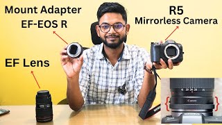 Canon EFEOS R Mount Adapter for Canon R Mirrorless Camera  Review in Hindi [upl. by Ennagem]