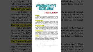 Judith Butler – Performativity’s Social Magic  Instant Essay for exam successtrendingviralvideos [upl. by Nek]