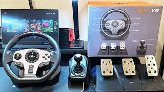 Unboxing and Setup PXNV9 Racing Wheel  Nintendo Switch  Gameplay [upl. by Lledyl942]