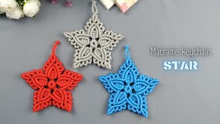 DIY Macrame Keychain Tutorial  Macrame Star with Carving  step by step [upl. by Fougere]