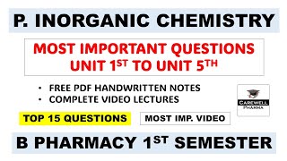 Pharmaceutical Inorganic Chemistry Most Important Questions 1st Semester  Carewell Pharma [upl. by Arbma128]