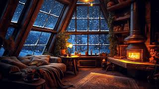 Wind and Crackling Fireplace in a Cozy Winter Hut  Cozy Ambience for Sleep Relax Study [upl. by Arnaldo]