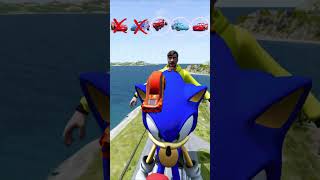 Strange McQueen Cars Jump Over Freddy Fazbear Sonic amp Mr Beast  BeamNGdrive [upl. by Mont]