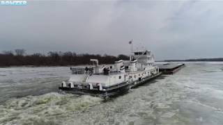 Three Towboats In Ice on the Mississippi River [upl. by Scheer832]