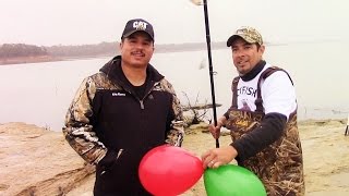 Bank Fishing For Catfish Using Balloons For Long Distance Casting [upl. by Melania281]