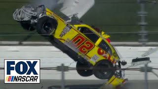 Blaine Perkins goes airborne during a multicar wreck at Talladega  NASCAR on FOX [upl. by Aissak712]