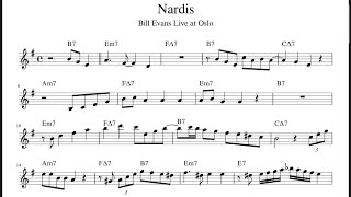 Nardis  Bill Evans Solo Transcription live at Oslo [upl. by Yrak]