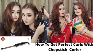 Hairstyle Tutorial How To Get Perfect Curls With Chopstick Curler  karwachauth  SWATI BHAMBRA [upl. by Garihc392]