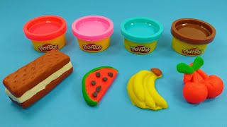 PlayDoh sandwich chocolate banana cherry and watermelon Fruit toys for kids [upl. by Simsar]