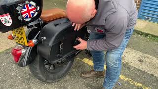 Klickfix how to fit to saddlebags drill and mount to Klickix saddlebags CustomCruisersLimited [upl. by Acul]