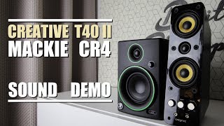 Creative T40 Series II vs Mackie CR4  Sound Demo w Bass Test [upl. by Armand]