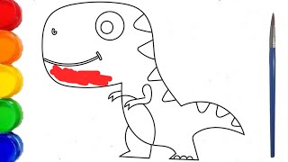 How to draw Trex dinosaur for kids and toddlers [upl. by Conard]