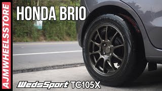 MODIFIKASI HONDA BRIO VELG WEDSSPORT TC105X  AJMWHEELSSTORE [upl. by Balkin]