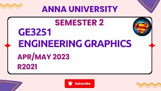 GE3251 Engineering Graphics AprMay 2023 set 1 r2021importantquestions engineeringdrawing [upl. by Tamah448]