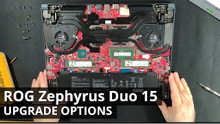 ASUS ROG Zephyrus Duo 15 GX550 DISASSEMBLY and UPGRADE OPTIONS Storage Thermal Paste [upl. by Whiteley]