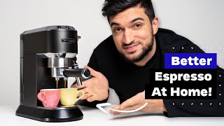 How To Make Better Coffee on Home Espresso Machine DeLonghi Dedica EC685 Tutorial [upl. by Iclek165]