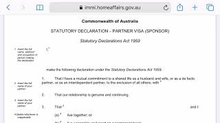 Statutory declaration  Partner visa sponsor Australia How to Fill Step by Step Full Details [upl. by Ewold]