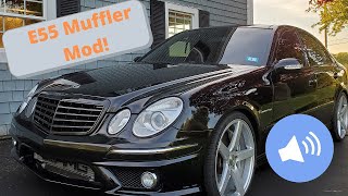 W211 E55 AMG Muffler Mod [upl. by Odnanref213]