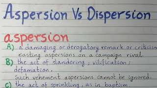 Aspersion Vs Dispersion [upl. by Olnee]