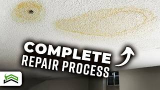 How To Stop A Water Leak And Fix A Water Damaged Drywall Ceiling [upl. by Nirrok]