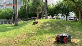 How about our rtk robotic mower mowing on a steep slope under the trees [upl. by Aiekahs]