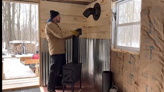 Off Grid Cabin in the Woods gets a Wood Stove [upl. by Atworth]