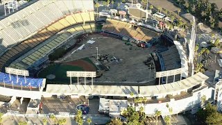 Major renovations underway at Dodger Stadium [upl. by Yeltnerb]