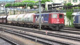 ► Güterverkehr auf der Lötschberg Achse 080612 Swiss freight trains [upl. by Weidman]