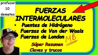 FUERZAS INTERMOLECULARES  Puentes de hidrógeno  Van der Waals  De London o de dispersión [upl. by Ah]