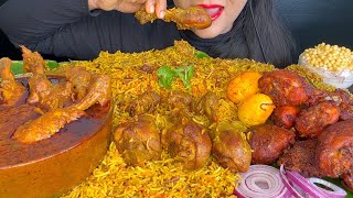 ASMR EATING SPICY CHICKEN BIRYANICHICKEN CURRYRAITACHICKEN LEG PIECE BIRYANI EATING [upl. by Gula359]