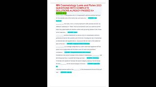 MN Cosmetology Laws and Rules 2023 QUESTIONS WITH COMPLETE SOLUTIONS ALREADY PASSED A VERIFIED [upl. by Reedy60]