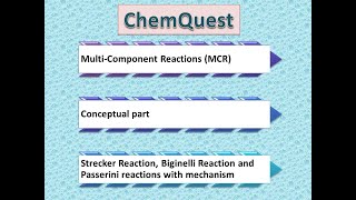 Multi Component Reaction MCR  Strecker Biginelli and Passerini reactions with mechanism [upl. by Callista]