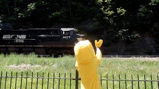 Quacky duckwatches two trains race each other [upl. by Ahseekat825]