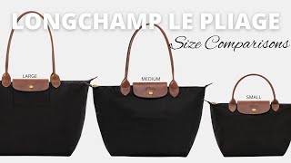 LONGCHAMP LE PLIAGE ORIGINAL TOTE SIZE COMPARISON  Small Medium amp Large [upl. by Niveg]