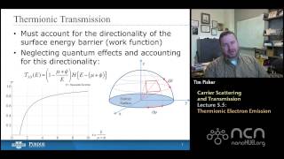 nanoHUBU Thermal Energy at the Nanoscale L55 Carrier Scattering  Thermionic Electron Emission [upl. by Snook]