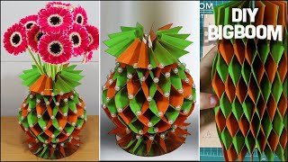 How to make Flower Vase with Paper  DIY Simple Paper Craft  DBB [upl. by Orren300]