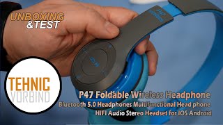 Unboxing P47 Foldable Wireless Headphone with integrated Mp3 Player microSD work with IOSAndroid [upl. by Trilbie]