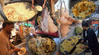 Kabuli Pulao recipe  Cooking giant meat rice  Shinwari pulao  Traditional Afghani street food [upl. by Arayc]