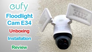 Eufy Floodlight Cam E340  Unboxing  Installation  Review [upl. by Anoek]