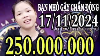 AI LÀ TRIỆU PHÚ MỚI NHẤT 17112024 Người nhỏ tuổi nhất CHẤN ĐỘNG trường quay  GAME HAY TRÍ TUỆ [upl. by Ledoux]