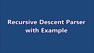 Recursive Descent Parser│Compiler Design│Part 9│Learn CSE Malayalam [upl. by Mable]