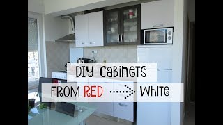 DIY Red to White Cabinets with Contact Paper Bethany Marie [upl. by Aramit]