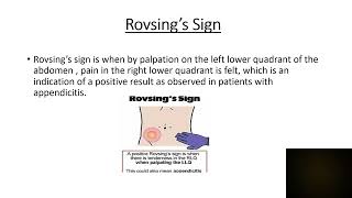 Rovsings Sign and Psoas Sign  Appendicitis [upl. by Alaham]