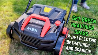 Electric Dethatcher and Scarifier  mzk honestreview lawncare productzone [upl. by Lyrehc]