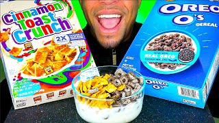 CINNAMON TOAST CRUNCH OREO OS CEREAL WITH MILK CHALLENGE BATTLE ASMR MUKBANG EATING SHOW SOUNDS [upl. by Aroved]